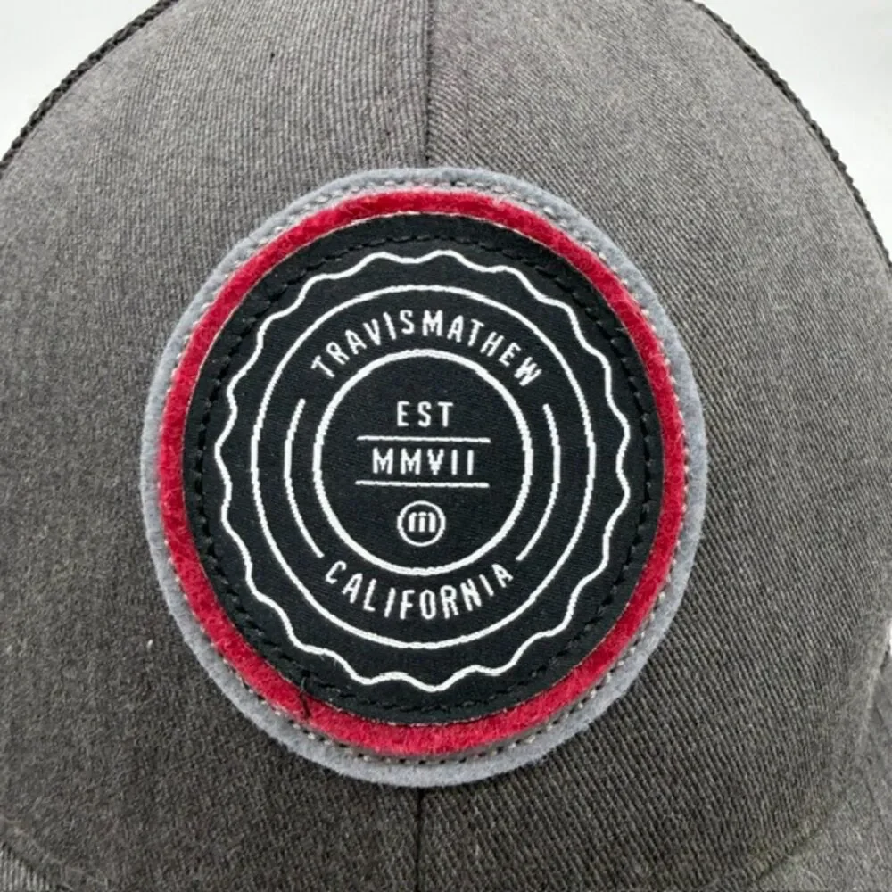 Travis Mathew “The Patch” Snap-back  Adjustable Hat Charcoal/Black 110 Flexfit